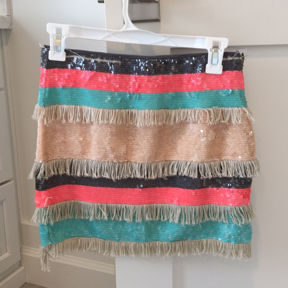 Zara sequin fringe skirt as seen on Happily Grey